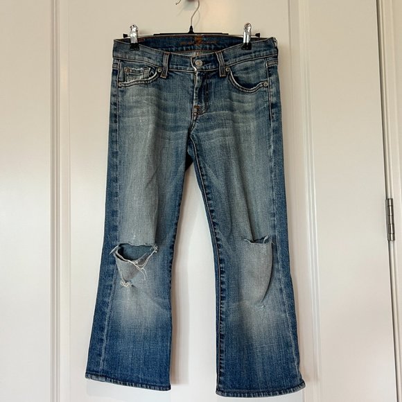 7 For All Mankind Jeans Designer Distressed Busted Knee EUC - Picture 1 of 10